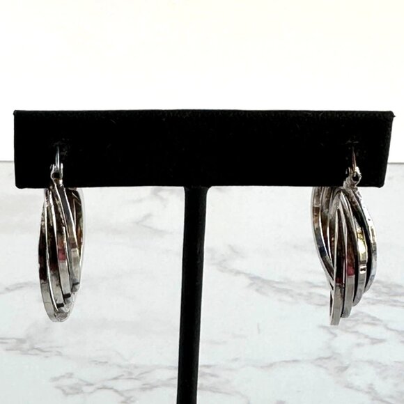 925 Silver Sculptural Hoops, Wave Design, 1" - Picture 8 of 8
